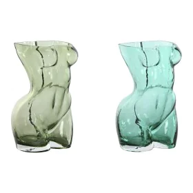 Vase Home ESPRIT Blue Green Crystal 18 x 17 x 28 cm (2 Units) by Home ESPRIT, Vases - Ref: S3057517, Price: 46,84 €, Discount: %