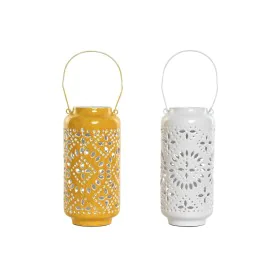 Candleholder Home ESPRIT Yellow White Iron 15 x 15 x 33 cm (2 Units) by Home ESPRIT, Candelabras and candle holders - Ref: S3...