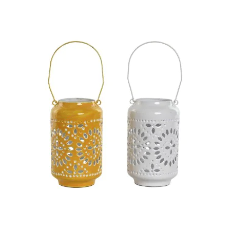 Castiçais Home ESPRIT Amarelo Branco Ferro 15 x 15 x 26 cm (2 Unidades) de Home ESPRIT, Candelabros e suportes para velas - R...