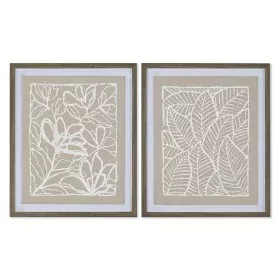 Canvas Home ESPRIT White Beige Leaf of a plant Urban 50 x 4 x 60 cm (2 Units) by Home ESPRIT, Prints on Canvas - Ref: S305774...