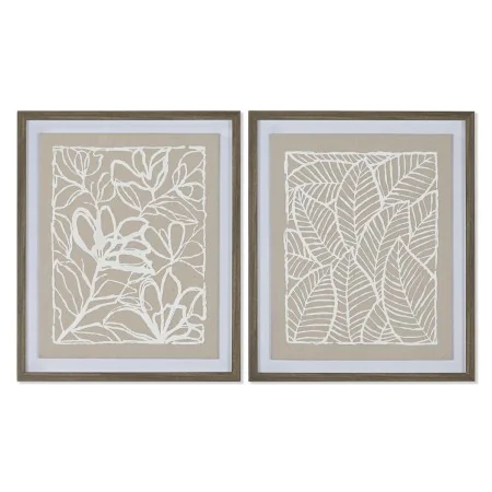 Lienzo Home ESPRIT Blanco Beige Hoja de planta Urbano 50 x 4 x 60 cm (2 Unidades) de Home ESPRIT, Impresiones sobre lienzo - ...