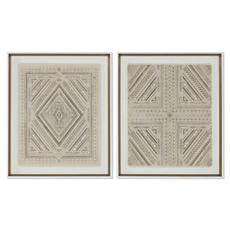 Lienzo Home ESPRIT Blanco Natural Boho 50 x 3,8 x 60 cm (2 Unidades) de Home ESPRIT, Impresiones sobre lienzo - Ref: S3057744...