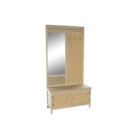 Meuble d'Entrée Home ESPRIT Naturel Rotin Bois de paulownia Miroir 92 x 40 x 181 cm de Home ESPRIT, Bancs avec porte-manteaux...