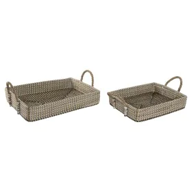 Jogo de Bandejas Home ESPRIT Natural Marrom claro Urbana 41 x 32 x 16 cm (2 Unidades) de Home ESPRIT, Adornos - Ref: S3057777...