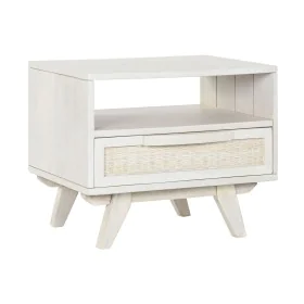 Mesita de Noche Home ESPRIT Blanco Ratán Madera de mango 55 x 35 x 45 cm de Home ESPRIT, Mesillas de noche - Ref: S3057964, P...