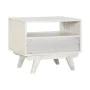 Mesa de Cabeceira Home ESPRIT Branco Rotim Madeira de mangueira 55 x 35 x 45 cm de Home ESPRIT, Mesinhas de cabeceira - Ref: ...