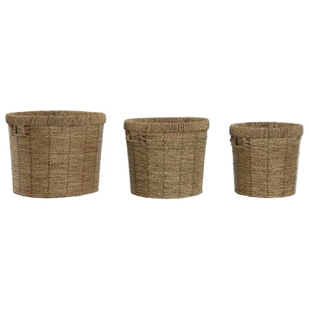 Set of Planters Home ESPRIT Brown Metal Fibre Tropical 36 x 36 x 29 cm by Home ESPRIT, Cachepots - Ref: S3058149, Price: 38,8...