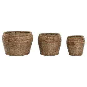 Conjunto de vasos Home ESPRIT Natural Metal Fibra Tropical 32 x 32 x 25 cm de Home ESPRIT, Vasos - Ref: S3058150, Preço: 35,6...