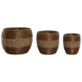 Set of Planters Home ESPRIT Natural Metal Fibre Tropical 33 x 33 x 30 cm by Home ESPRIT, Cachepots - Ref: S3058151, Price: 34...