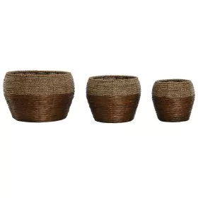 Conjunto de vasos Home ESPRIT Natural Metal Fibra Tropical 32 x 32 x 23 cm de Home ESPRIT, Vasos - Ref: S3058152, Preço: 31,2...