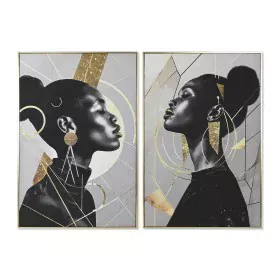 Canvas Home ESPRIT Black Golden polystyrene Canvas Lady 82 x 3,5 x 122 cm (2 Units) by Home ESPRIT, Prints on Canvas - Ref: S...