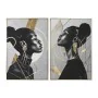 Canvas Home ESPRIT Black Golden polystyrene Canvas Lady 82 x 3,5 x 122 cm (2 Units) by Home ESPRIT, Prints on Canvas - Ref: S...