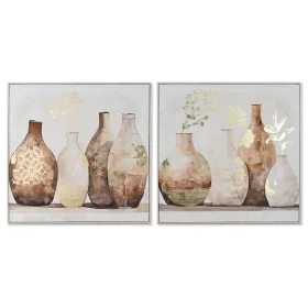 Bild Home ESPRIT Beige Gold polystyrol Leinwand Vase Skandinavisch 82,5 x 3,5 x 82,5 cm (2 Stück) von Home ESPRIT, Leinwanddr...