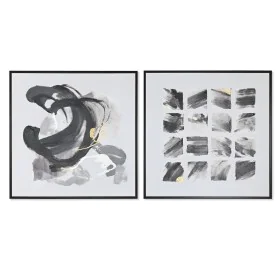 Lienzo Home ESPRIT Blanco Negro Poliestireno Lienzo Abstracto Moderno 104 x 4 x 103,5 cm (2 Unidades) de Home ESPRIT, Impresi...