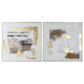 Canvas Home ESPRIT White Golden polystyrene Canvas Abstract 101,5 x 4 x 101,5 cm (2 Units) by Home ESPRIT, Prints on Canvas -...