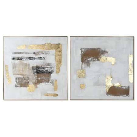 Canvas Home ESPRIT White Golden polystyrene Canvas Abstract 101,5 x 4 x 101,5 cm (2 Units) by Home ESPRIT, Prints on Canvas -...