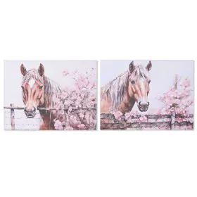 Painting Home ESPRIT Beige Pink Canvas MDF Wood Horse Shabby Chic 80 x 2,5 x 60 cm (2 Units) by Home ESPRIT, Prints on Canvas...