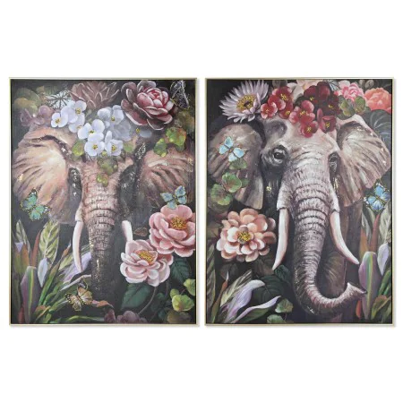 Painting Home ESPRIT polystyrene Canvas Elephant Colonial 92 x 4,5 x 122 cm (2 Units) by Home ESPRIT, Prints on Canvas - Ref:...