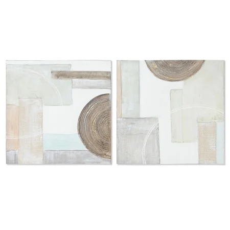 Cuadro Home ESPRIT Beige Gris Lienzo Madera MDF Abstracto Moderno 50 x 2,5 x 50 cm (2 Unidades) de Home ESPRIT, Impresiones s...