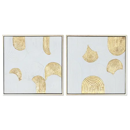 Painting Home ESPRIT White Golden polystyrene Canvas Modern 42 x 4 x 42 cm (2 Units) by Home ESPRIT, Prints on Canvas - Ref: ...