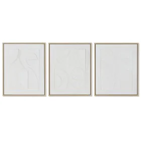 Pintura Home ESPRIT Branco poliestireno Tela Abstrato Escandinavo 40 x 4,8 x 50 cm (3 Unidades) de Home ESPRIT, Impressões so...