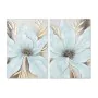 Quadro Home ESPRIT Azzurro Dorato Tela Legno MDF Fiore Shabby Chic 60 x 3 x 90 cm (2 Unità) di Home ESPRIT, Stampe e quadri s...