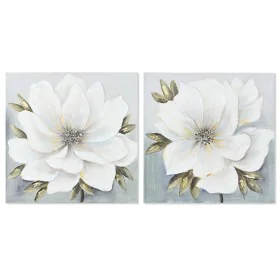 Painting Home ESPRIT White Golden Canvas MDF Wood Flower Romantic 60 x 3 x 60 cm (2 Units) by Home ESPRIT, Prints on Canvas -...