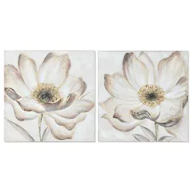 Painting Home ESPRIT Beige Golden Canvas MDF Wood Flower Romantic 60 x 3 x 60 cm (2 Units) by Home ESPRIT, Prints on Canvas -...