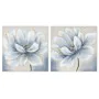 Pintura Home ESPRIT Azul Branco Tela Madeira MDF Flor Tradicional 40 x 2,5 x 40 cm (2 Unidades) de Home ESPRIT, Impressões so...