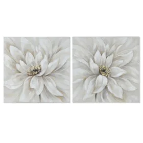 Quadro Home ESPRIT Bianco Tela Legno MDF Fiore Romantico 80 x 3 x 80 cm (2 Unità) di Home ESPRIT, Stampe e quadri su tela - R...