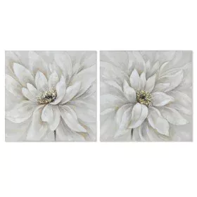 Quadro Home ESPRIT Bianco Tela Legno MDF Fiore Romantico 80 x 3 x 80 cm (2 Unità) di Home ESPRIT, Stampe e quadri su tela - R...