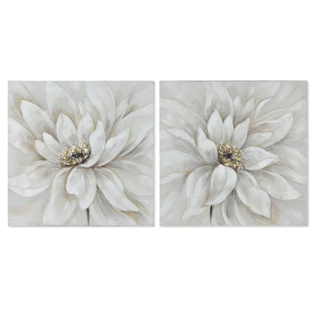 Painting Home ESPRIT White Canvas MDF Wood Flower Romantic 80 x 3 x 80 cm (2 Units) by Home ESPRIT, Prints on Canvas - Ref: S...