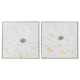 Quadro Home ESPRIT Bianco Dorato polistirene Tela Fiore Shabby Chic 62 x 4,5 x 62 cm (2 Unità) di Home ESPRIT, Stampe e quadr...