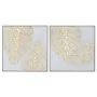 Cuadro Home ESPRIT Blanco Dorado Lienzo Madera MDF Moderno Hoja de planta 82 x 4,5 x 82 cm (2 Unidades) de Home ESPRIT, Impre...