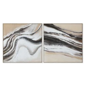 Pintura Home ESPRIT Branco Bege Abstrato Moderno 102 x 3,2 x 102 cm (2 Unidades) de Home ESPRIT, Impressões sobre tela - Ref:...