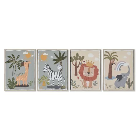 Painting Home ESPRIT Children's animals 30 x 3 x 40 cm (4 Units) by Home ESPRIT, Prints on Canvas - Ref: S3058316, Price: 65,...