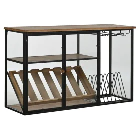 Suporte para garrafas Home ESPRIT Preto Natural Madeira Metal Cristal 102 x 32 x 60 cm de Home ESPRIT, Prateleiras e estantes...