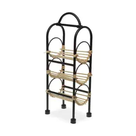 Round Bottle Rack Versa Metal Rattan MDF Wood (18 x 12 x 43,5 cm) (12 x 43,5 x 18 cm) by Versa, Shelves and supports - Ref: S...