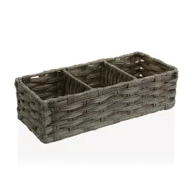 Basket Versa Grey 3 Compartments Polyethylene (15,2 x 10,2 x 35,6 cm) by Versa, Cosmetic Organisers - Ref: S3407611, Price: 1...