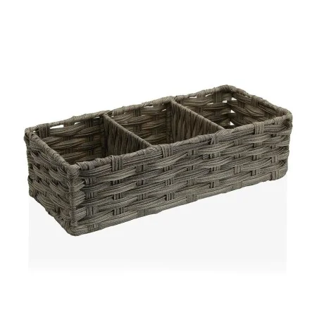 Basket Versa Grey 3 Compartments Polyethylene (15,2 x 10,2 x 35,6 cm) by Versa, Cosmetic Organisers - Ref: S3407611, Price: 9...