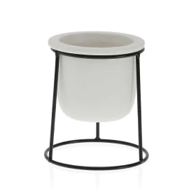 Vaso Versa Branco Metal Cerâmica Plástico Quadrado Minimalista 10,5 x 14,5 x 10,5 cm de Versa, Vasos para flores - Ref: S3407...