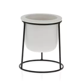 Plant pot Versa White Metal Ceramic Plastic Squared Minimalist 10,5 x 14,5 x 10,5 cm by Versa, Flower Pots - Ref: S3407869, P...