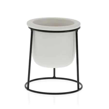 Plant pot Versa White Metal Ceramic Plastic Squared Minimalist 10,5 x 14,5 x 10,5 cm by Versa, Flower Pots - Ref: S3407869, P...