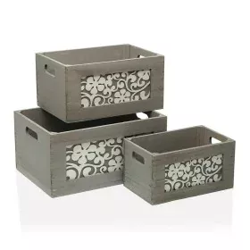 Set of Stackable Organising Boxes Versa Wood (26 x 18 x 36 cm) by Versa, Cosmetic Organisers - Ref: S3409028, Price: 19,07 €,...