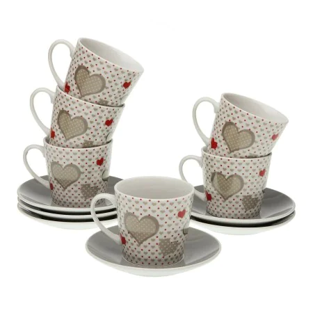 Set of Mugs with Saucers Versa Sweet Porcelain 9 x 14 x 14 cm 10,5 x 8 x 6 cm 14 x 14 x 2 cm by Versa, Cups - Ref: S3409732, ...