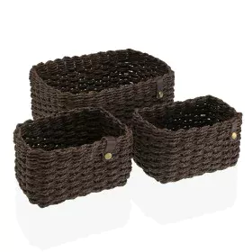 Conjunto de Cestas Versa Castanho Papel 19 x 12 x 26 cm de Versa, Organizadores de cosméticos - Ref: S3410746, Preço: 13,33 €...