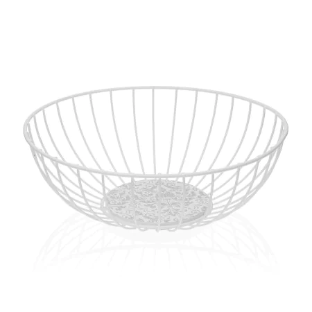 Fruit Bowl Versa Damasco White Metal Steel MDF Wood 28 x 10 x 28 cm by Versa, Bowls and large cups - Ref: S3411289, Price: 9,...