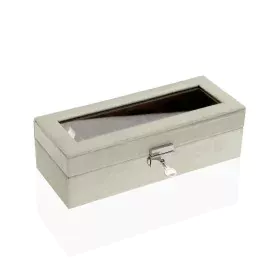 Caja para Relojes Versa Crema Terciopelo Madera Polipiel Espejo Madera MDF 10 x 7,2 x 25,5 cm de Versa, Cajas para relojes - ...