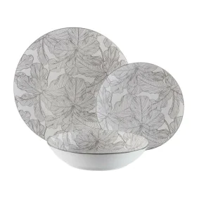 Set de Vajilla Versa Palmera 18 Piezas Gris Porcelana de Versa, Vajillas combinadas - Ref: S3412078, Precio: 36,11 €, Descuen...