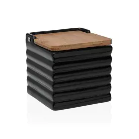 Salière avec couvercle Versa Rayures Noir Céramique Bambou Dolomite 11 x 11 x 11 cm de Versa, Doseurs d'assaisonnements et d'...